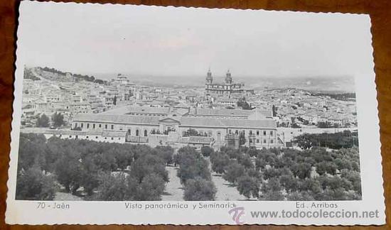 Postales: ANTIGUA FOTO POSTAL DE JAEN - N. 70 - VISTA PANORAMICA Y SEMINARIO - ED. ARRIBAS - NO CIRCULADA.