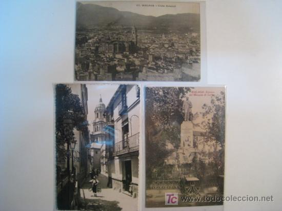 Postales: Lote 3 postales antiguas MALAGA (27,279,...)