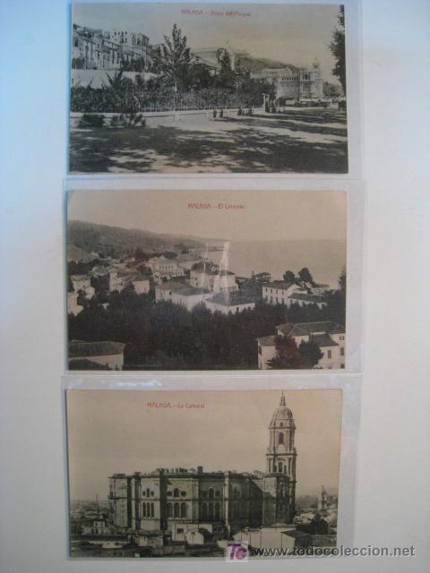 Postales: MALAGA. LOTE 3 POSTALES ANTIGUAS
