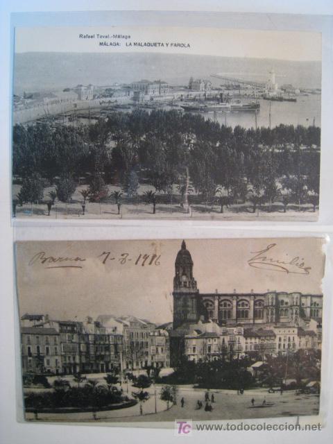 Postales: Lote 2 postales antiguas MALAGA (malagueta,...)