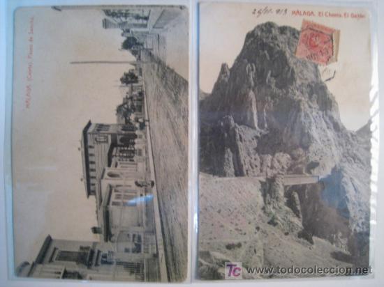 Postales: Lote 2 postales antiguas MALAGA (caleta, chorro)