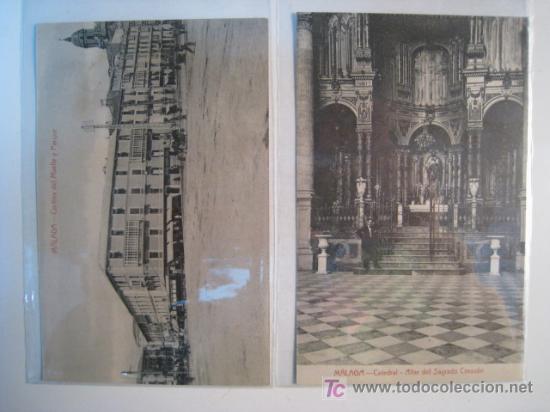 Postales: Lote 2 postales antiguas MALAGA (muelle,catedral)