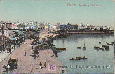 Postales: C&Aacute;DIZ. MUELLE Y PESCADERIA. (ED. E . R . ) - Foto 1