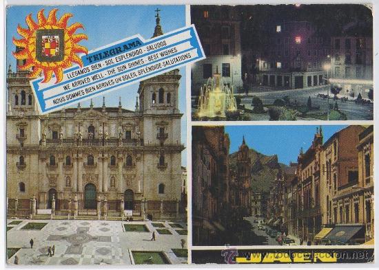 Postales: Tarjeta POSTAL DE JAEN FACHADA DE LA CATEDRAL Y PLAZA DE SANTA MARIA