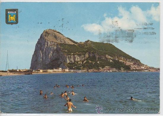 Postales: TARJETA POSTAL DE LA LINEA PLAYA Y PE&Ntilde;ON DE GIBRALTAR CADIZ