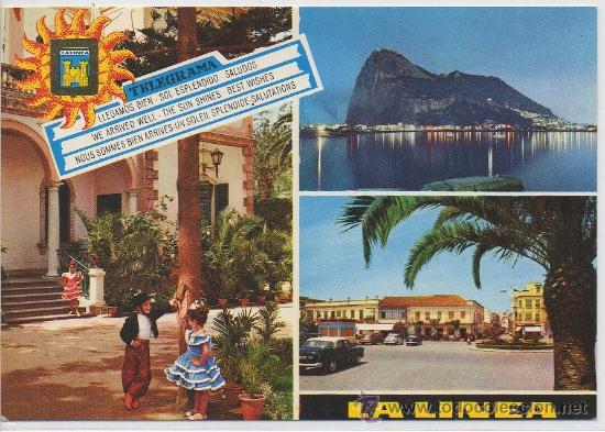 Postales: TARJETA POSTAL DE LA LINEA AYUNTAMIENTO Y JARDINES VISTA NOCTURNA DEL PE&Ntilde;ON DE GIBRALTAR