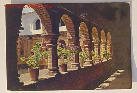 Postales: OSTAL-15 HUELVA.MONASTERIO DE LA RABIDA.CLAUSTRO MUDEJAR S. XV.Esta escrita.