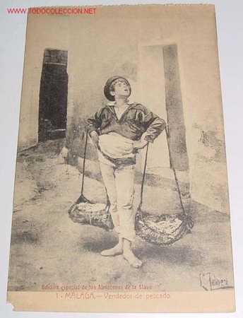 Postales: ANTIGUA POSTAL DE MALAGA . VENDEDOR DE PESCADO . EDICION ESPECIAL DE LOS ALMACENES DE LA LLAVE - SIN