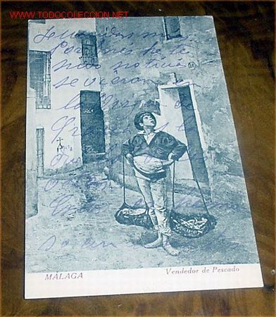 Postales: ANTIGUA POSTAL  MALAGA - VENDEDOR DE PESCADO DIBUJADO - EDITOR RAFAEL TOVAL - CIRCULADA