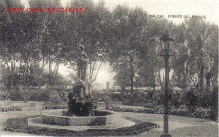 Cartoline: TARJETA POSTAL DE MALAGA. FUENTE DEL PARQUE.