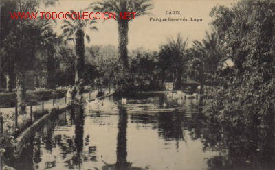 Postkarten: TARJETA POSTAL ANTIGUA DE CADIZ - PARQUE GENOVES. LAGO