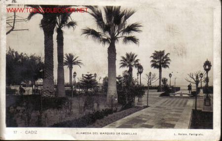 Postkarten: TARJETA POSTAL DE CADIZ N&ordm;17. ALAMEDA DEL MARQUES DE COMILLAS.