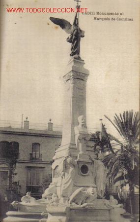 Postkarten: TARJETA POSTAL DE CADIZ. MONMENTO AL MARQUES DE COMILLAS.
