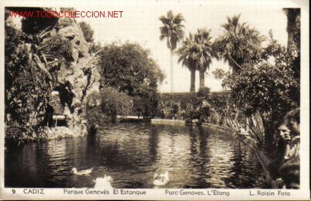 Postais: TARJETA POSTAL DE CADIZ N&ordm;9. PARQUE GENOVES, EL ESTANQUE.