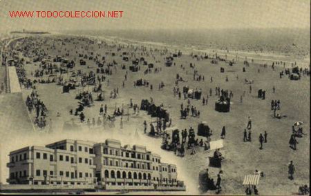 Postkarten: TARJETA POSTAL DE CADIZ. PLAYA DE LA VICTORIA Y HOTEL PLAYA.