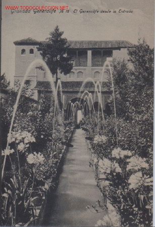 Postales: GRANADA GENERALIFE. EL GENERALIFE DESDE LA ENTRADA.- - Foto 1
