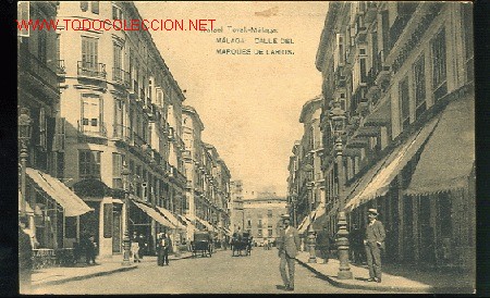 Postales: TARJETA POSTAL MALAGA. CALLE DEL MARQUES DE LARIOS. RAFAEL TOVAL. MALAGA. FOTOTIPIA HAUSER Y MENET