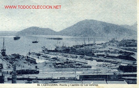 Postales: CARTAGENA PUERTO Y CASTILLO DE LAS GALERAS.1944