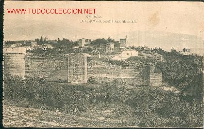 Postales: GRANADA, EL ALHAMBRA DESDE SAN NICOLAS. - Foto 1