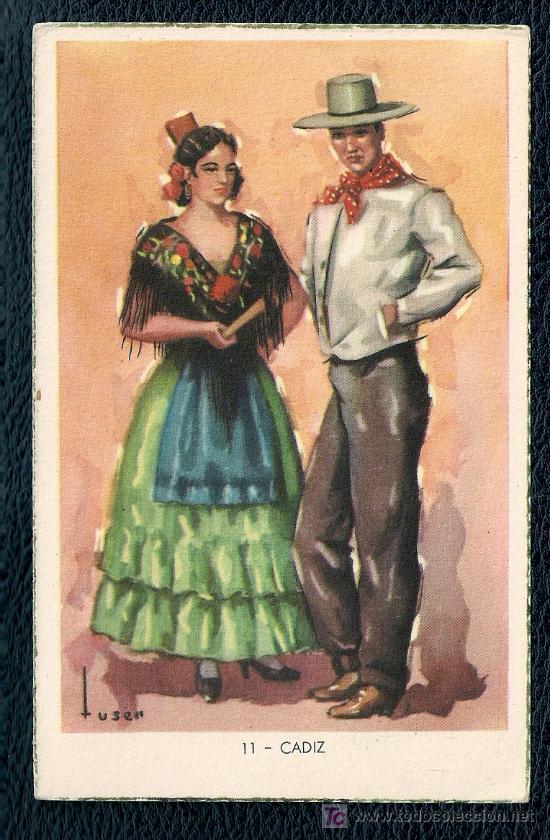 Postales: POSTAL TRAJES REGIONALES - CADIZ - SERIE 5507 - ED. LAIETANA - ILUSTRADOR: TUSER