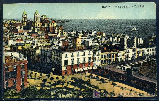 Postales: CADIZ : Guillermo Uhl - Vista General y Catedral