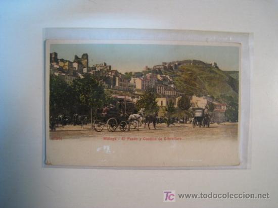 Postales: MALAGA: EL PASEO Y CASTILLO GIBRALFARO. POSTAL