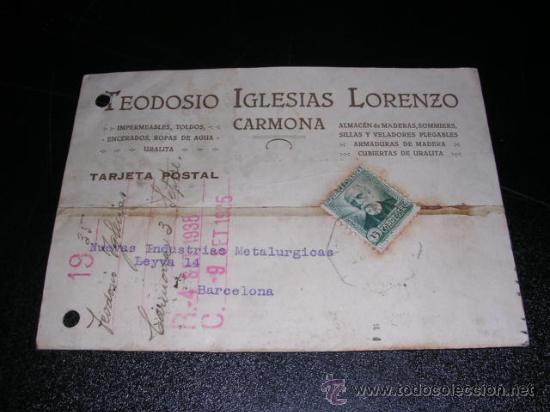 Postkarten: POSTAL COMERCIAL - TEODORO IGLESIAS LORENZO, CARMONA 1935