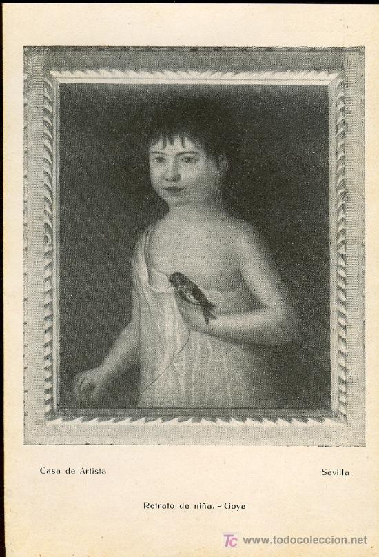 Cartoline: TARJETA POSTAL DE SEVILLA.CASA DE ARTISTA. RETRATO DE NI&Ntilde;A-GOYA