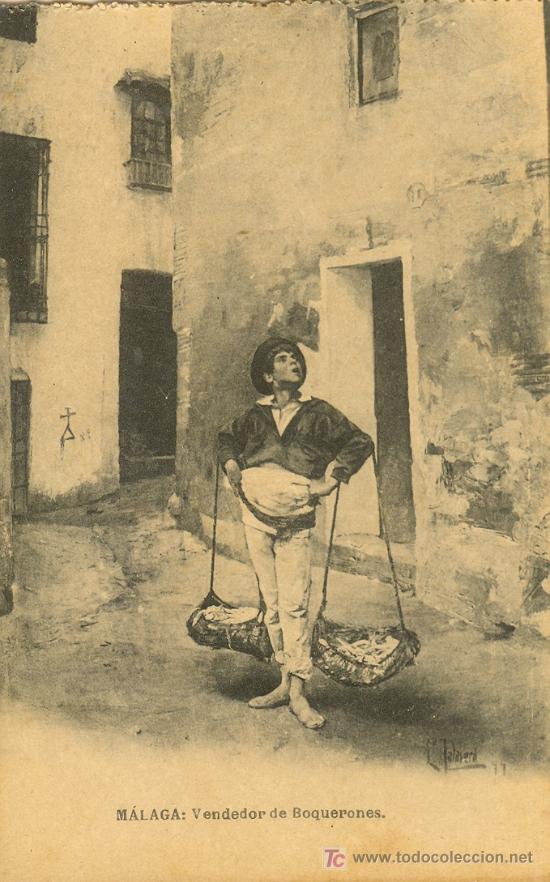Cartoline: TARJETA POSTAL MALAGA. VENDEDOR DE BOQUERONES. FOTOTIPIA DE HAUSER Y MENET