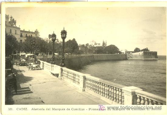 Postkarten: TARJETA POSTAL DE CADIZ.ALAMEDA MARQUES DE COMILLAS. L. ROISIN