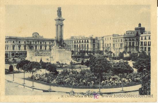 Postkarten: TARJETA POSTAL DE CADIZ. PLAZA DE ESPA&Ntilde;A . FOT L. ROISIN