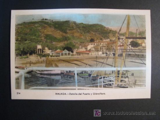 Postales: MALAGA: DETALLE PUERTO Y GIBRALFARO. ED. ARRIBAS. POSTAL