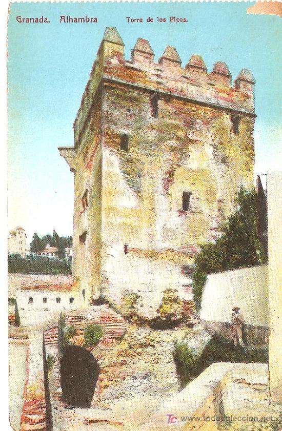 Postales: GRANADA, ALHAMBRA, TORRE DE LOS PICOS - Foto 1