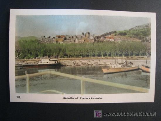 Postales: MALAGA: EL PUERTO Y ALCAZABA (ARRIBAS). POSTAL