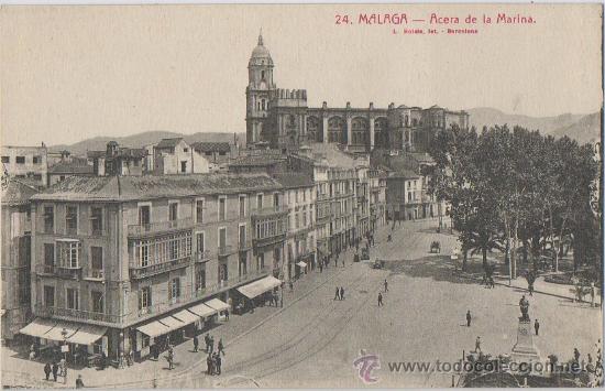 Postales: TARJETA POSTAL ACERA DE LA MARINA MALAGA