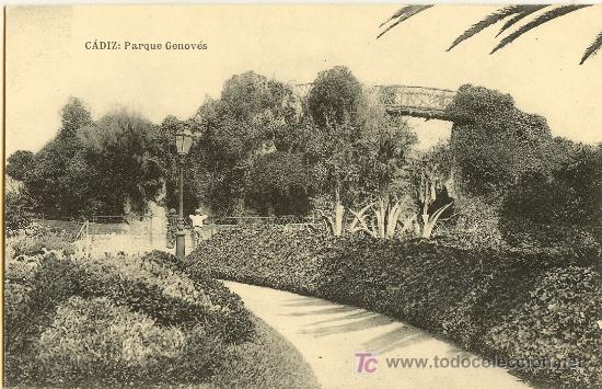 Cartoline: TARJETA POSTAL DE CADIZ. PARQUE GENOVES. FOTOTIPIA DE HAUSER Y MENET