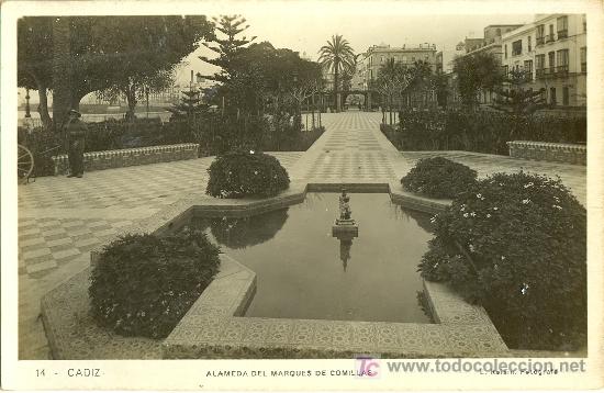 Cartoline: TARJETA POSTAL DE CADIZ N&ordm; 14. ALAMEDA DEL MARQWQUES DE COMILLAS. FOT L. ROISIN