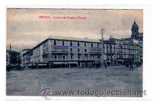 Postales: Malaga. Cortina del Muelle y Parque. Editor Rafael Toval. Sin circular. Reverso dividido.