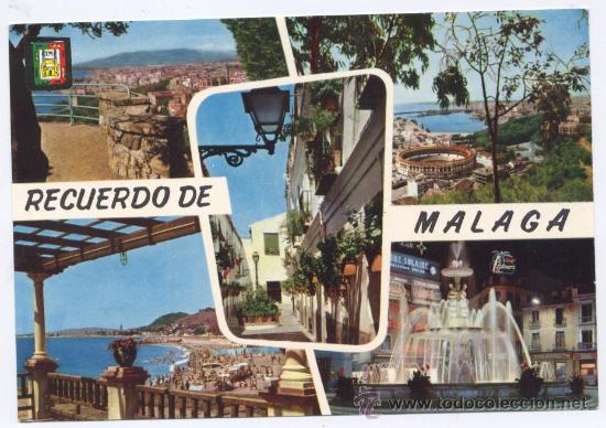 Postales: POSTAL M&Aacute;LAGA* - PLAZA TOROS, BA&Ntilde;OS DEL CARMEN, CALLE VICTORIANA,.. - A&Ntilde;O 1962