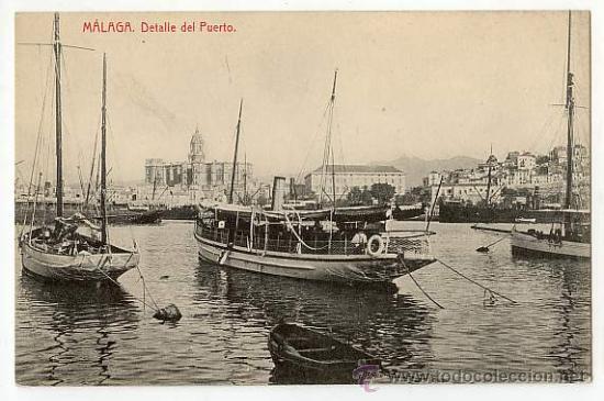Postales: POSTAL ANTIGUA DE ESPA&Ntilde;A CIRCA 1900 ANDALUCIA MALAGA DETALLE DEL PUERTO