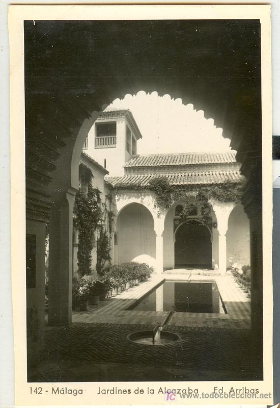 Postkarten: TARJETA POSTAL DE  MALAGA. N&ordm; 142. JARDINES DE LA ALCAZABA. ED. ARRIBAS