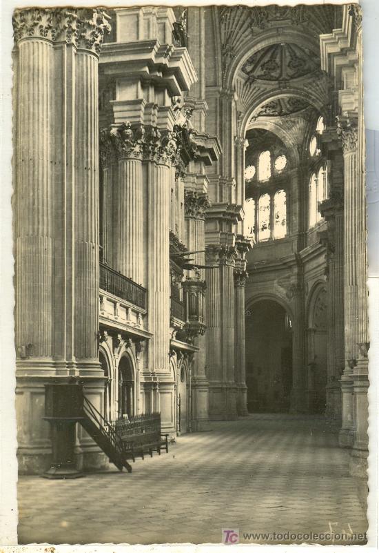 Cartoline: TARJETA POSTAL DE  MALAGA. N&ordm; 47. CATEDRAL, NAVE LATERAL. HELIOTIPIA ARTISTICA ESPA&Ntilde;OLA