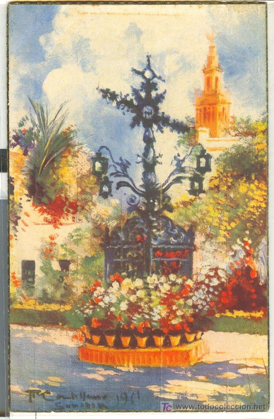 Postkarten: TARJETA POSTAL DE SEVILLA. N&ordm; 3. CRUZ DE LA CERRAJERIA, BARRIO STA. CRUZ. ED. A.L.