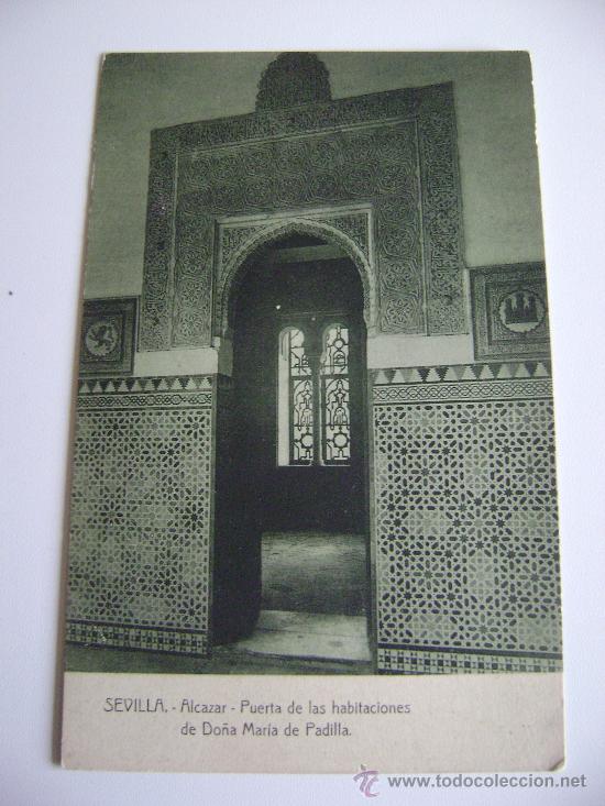 Postales: SEVILLA.ALCAZAR.PUERTA DE LAS HABITACINES DE D&ordm;.MARIA DE PADILLA.02095