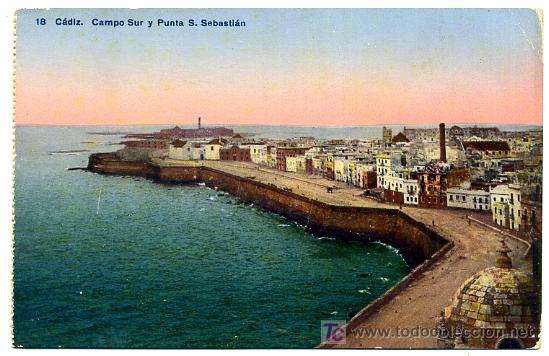 Postales: CADIZ, CAMPO SUR Y PUNTA S. SEBASTIAN,      P25937
