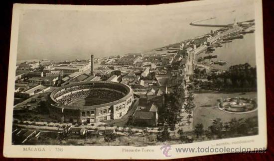 Postales: ANTIGUA FOTO POSTAL DE MALAGA - PLAZA DE TOROS - ED. L ROISIN - NO CIRCULADA.