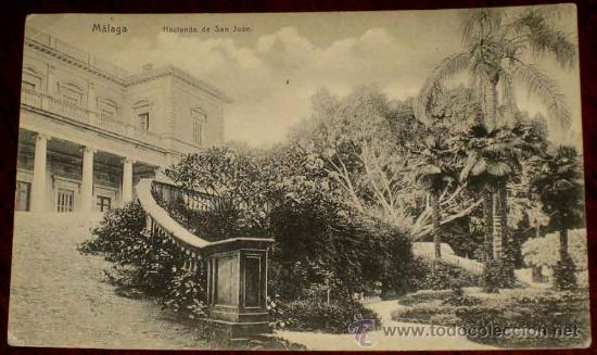 Postales: ANTIGUA POSTAL DE MALAGA - HACIENDA DE SAN JOSE - ED. KNACKSTEDT Y NATHER - REVERSO CON SELLO EN AZU