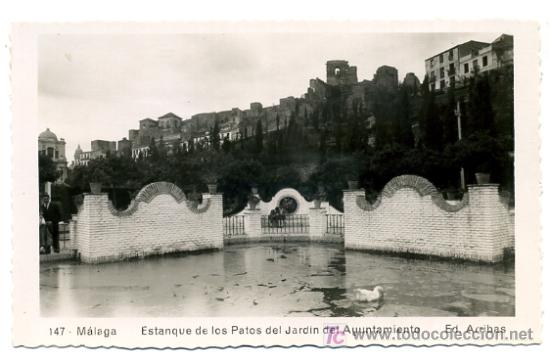 Postales: MALAGA, ESTANQUE DE LOS PATOS DEL JARDIN DEL AYUNTAMIENTO,   P26072