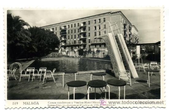 Postales: MALAGA, CASAS MODERNAS Y PISCINA HOTEL MIRAMAR,       P26106