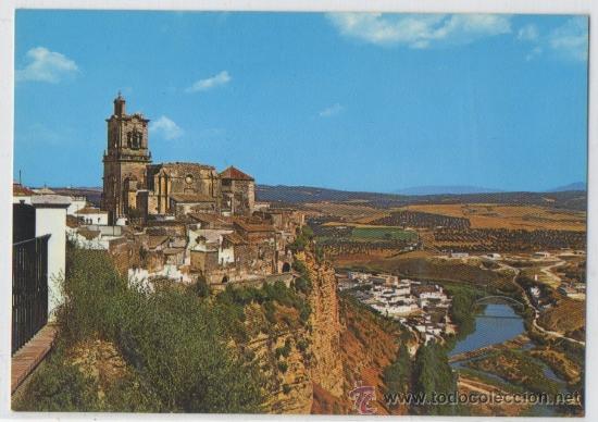 Postales: TARJETA POSTAL DE ARCOS DE LA FRONTERA VISTA DEL CORTE DE LA PE&Ntilde;A Y RIO GUADALETE CADIZ